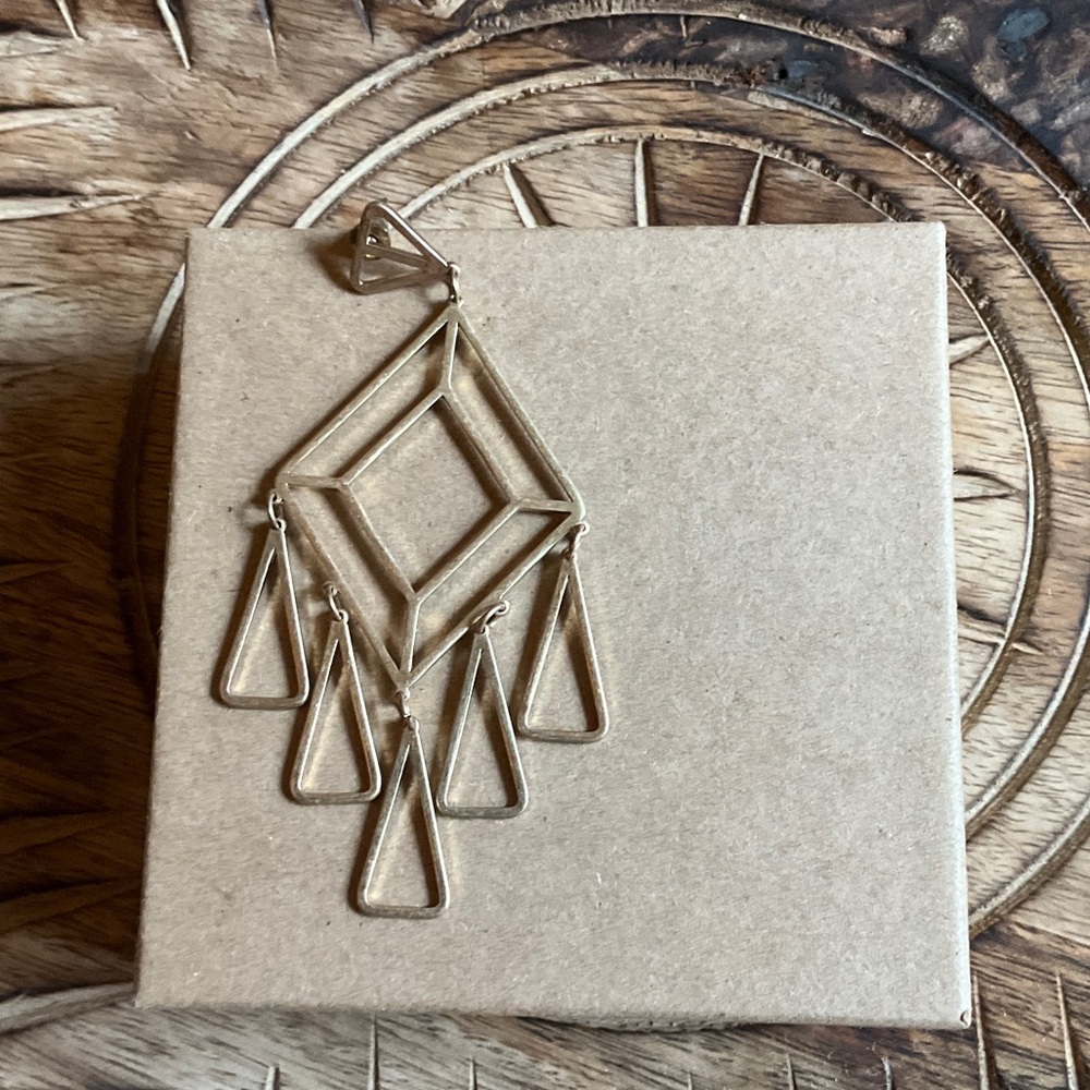 Gold Geometric Dangle Earrings - Women Jewelry - Picture 3 of 3